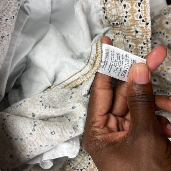 Ann Taylor Linen Blend Straight Leg Pants Boho Geometric Print Lightweight Small - Picture 10 of 12